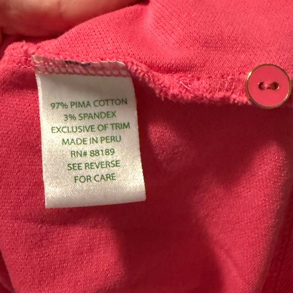 Lilly Pulitzer Chic Fit Women's Sz M Collared Polo Shirt Pink & Palm Tree Logo - Picture 5 of 5